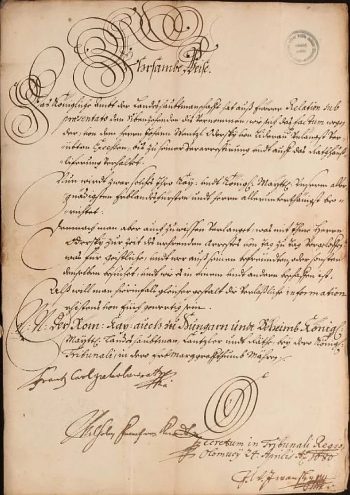 Zastřelení strážmistra baronem Oderským (původní zápis)