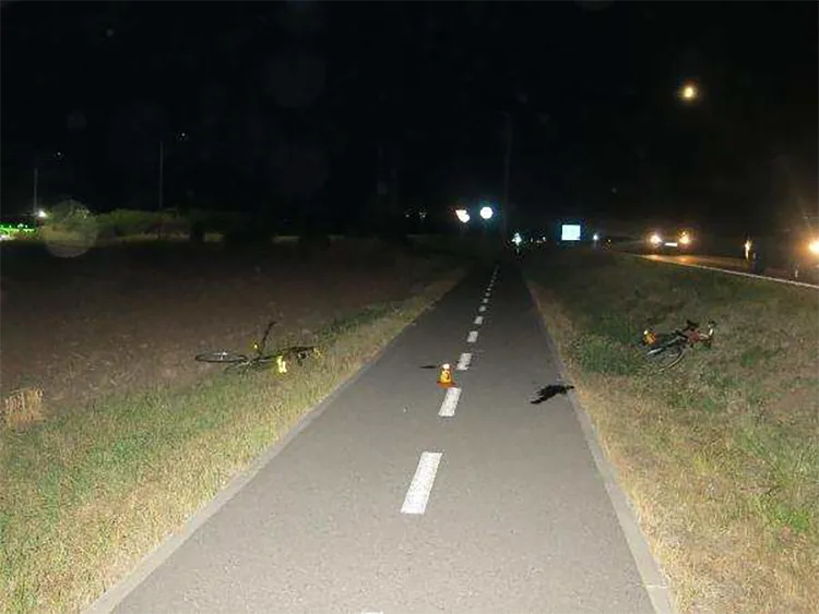 Místo nehody na cyklostezce na okraji Prostějova