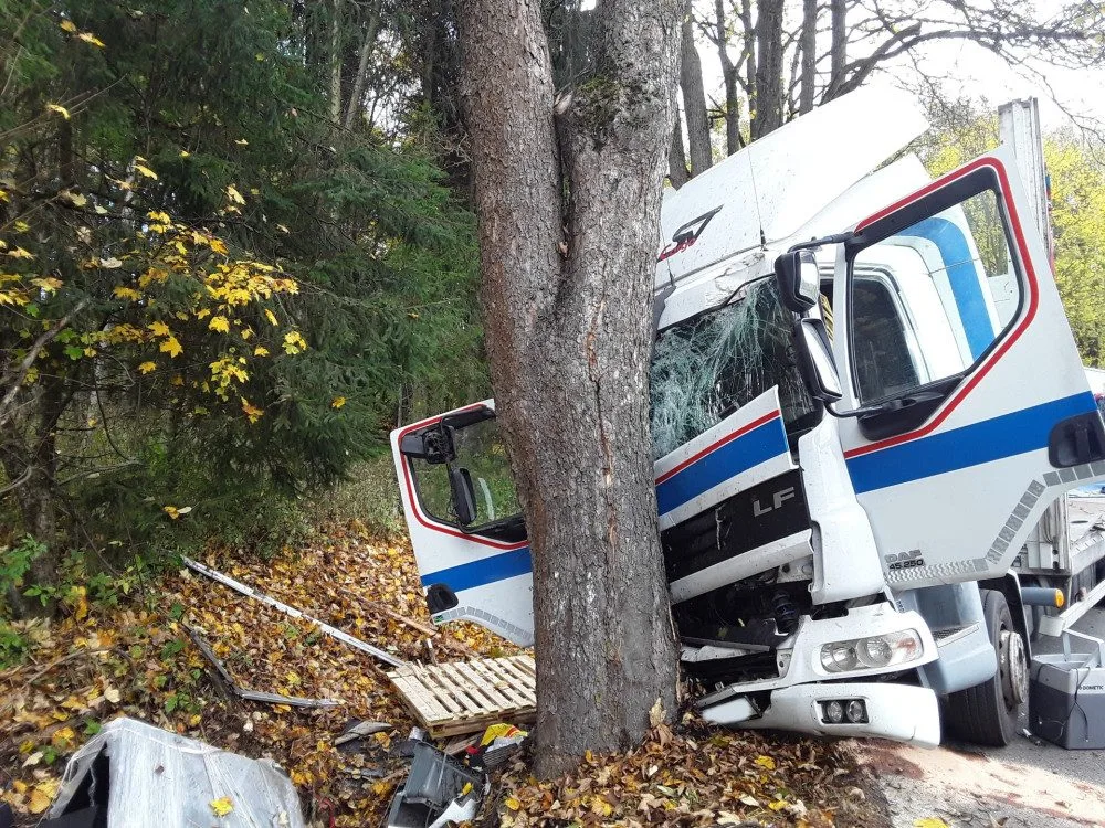 Na Šumpersku havaroval kamion, který převážel šest tun baterií. Do lesa unikla kyselina sírová