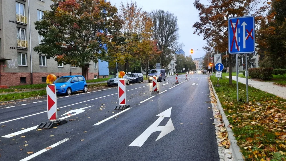 Jedna z opravovaných křižovatek v Olomouci