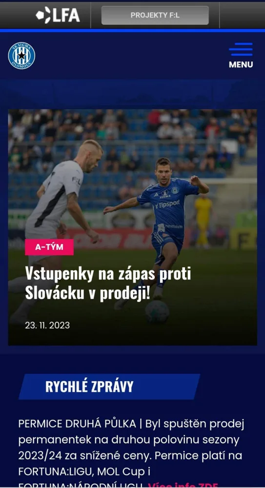 Vše o Sigmě v novém: olomoucký fotbalový klub po letech zmodernizoval webové stránky