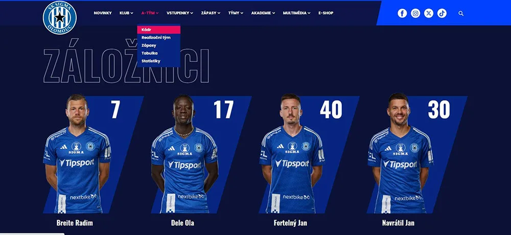 Vše o Sigmě v novém: olomoucký fotbalový klub po letech zmodernizoval webové stránky