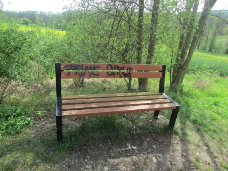 Vandal řádil na stezce zdraví u Horní Libiny, posprejoval cvičební prvky. Napáchal škody za desítky tisíc