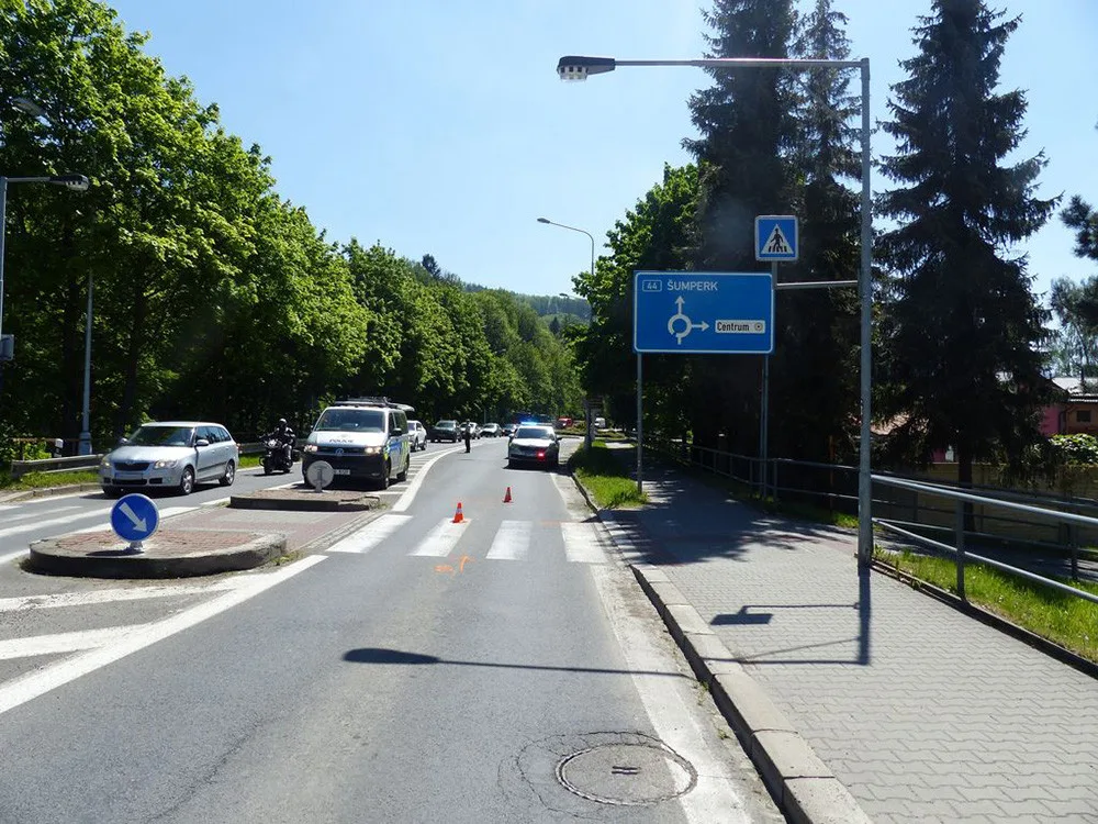 Dopravní nehoda v Bezručově ulici v Jeseníku