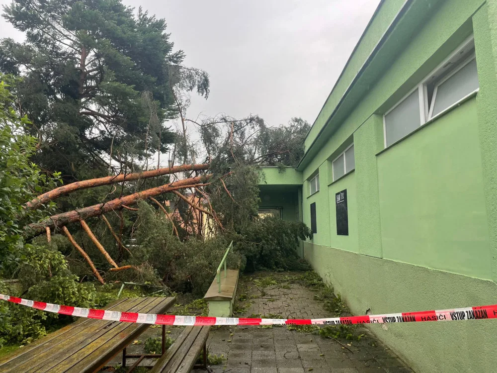 Popadané stromy, voda ve sklepích, utržený hromosvod. Bouřky potrápily Olomoucký kraj