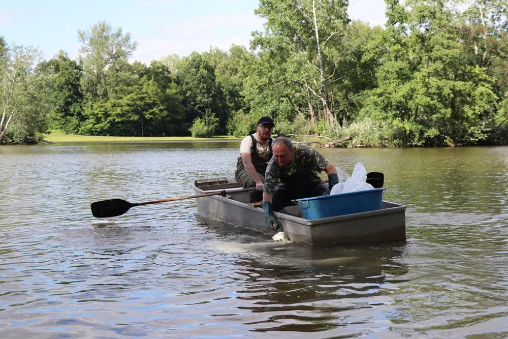 Rybáři ve spolupráci s městem Přerov aplikovali na vodní plochu Velká laguna speciální přípravek proti sedimentům bahna