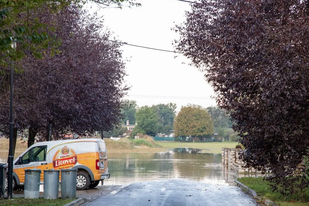 Zatopená část Javoříčské ulice v Litovli
