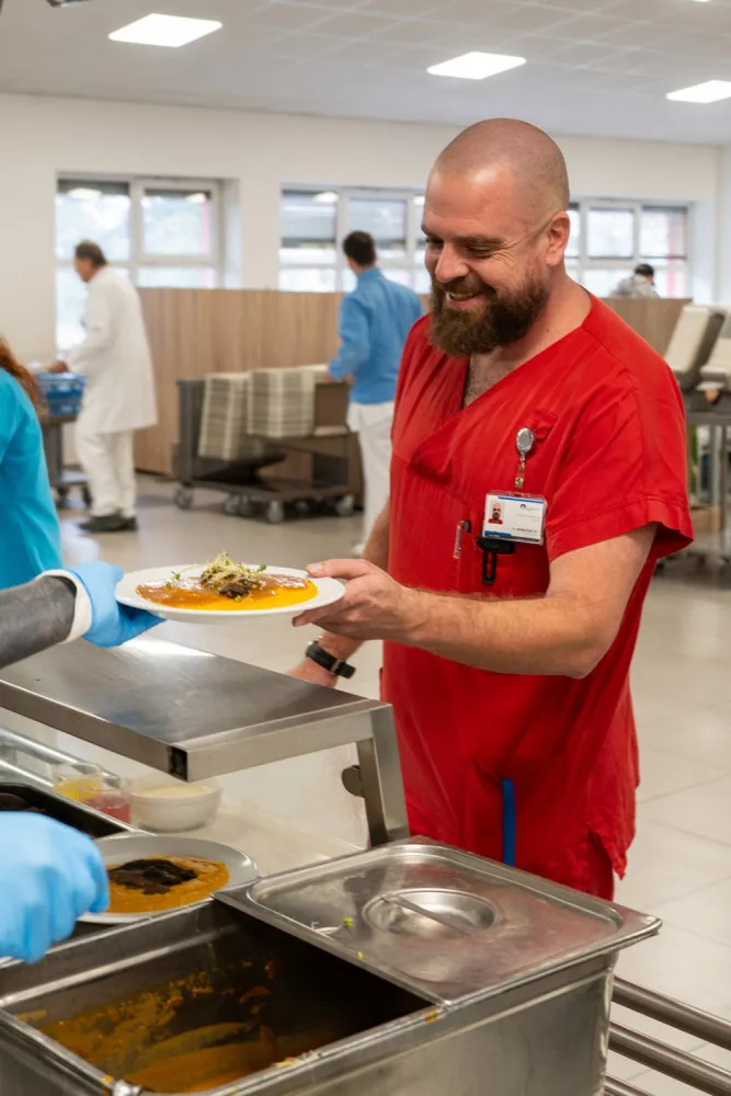 VIDEO: Steak z muflona a biryani. Zaměstnancům FN Olomouc připravil exotické obědy šéfkuchař Pajer