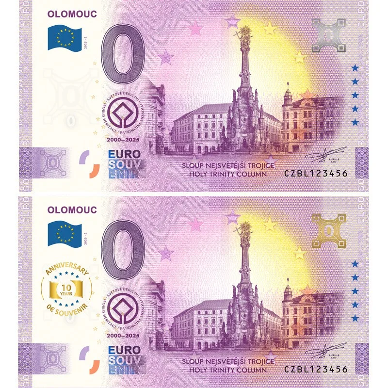 Výročí zapsání Sloupu Nejsvětější Trojice na seznam UNESCO připomene eurobankovka