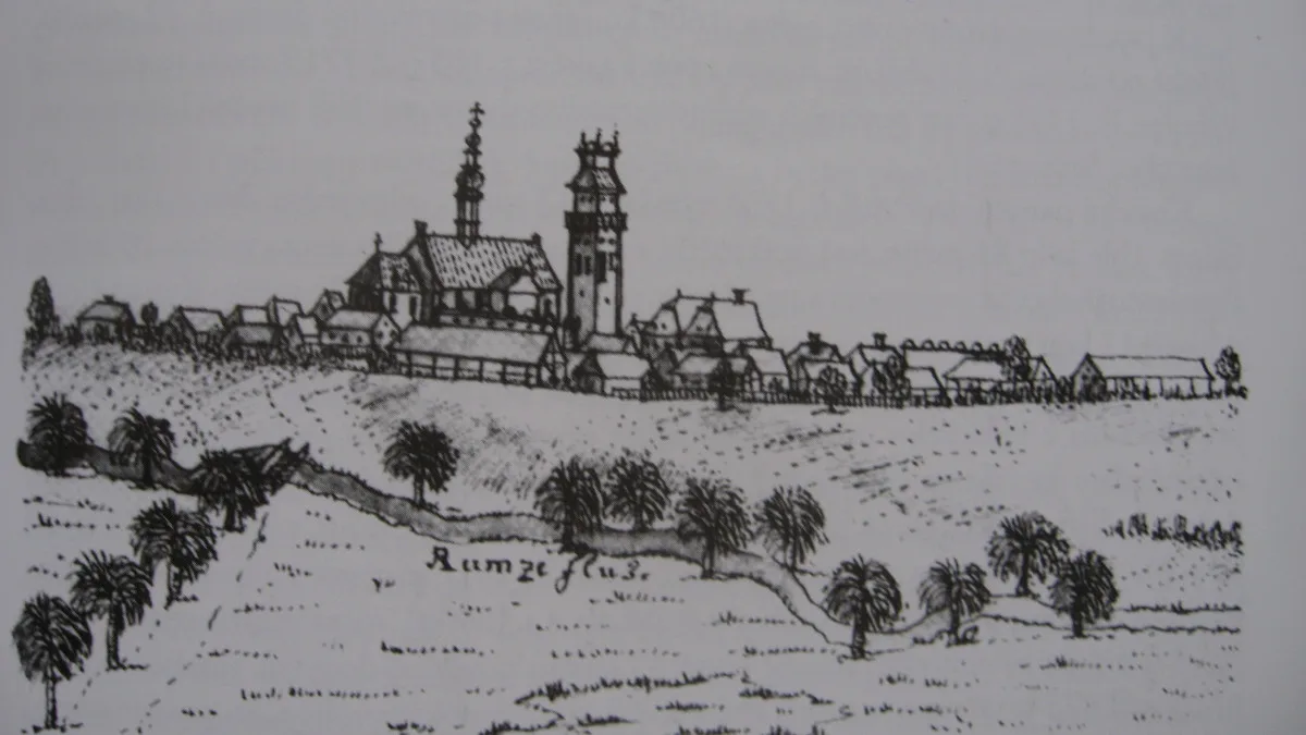 Kralice na vedutě F. B. Wernera z roku 1750