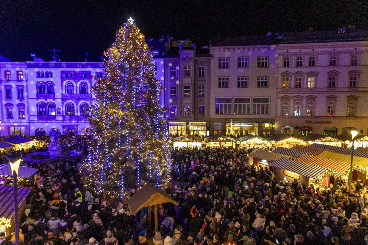 FOTO, VIDEO: V Olomouci se rozzářil vánoční strom Štědřínek