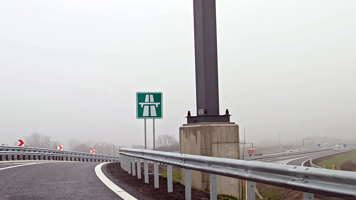 Nájezd na dálnici D1 z mimoúrovňové křižovatky Přerov-sever (u Předmostí)