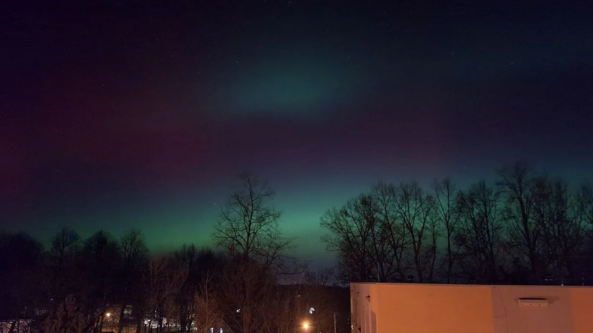 Polární záře záběr ze Zlatých Hor, foto: Veronika keppertová