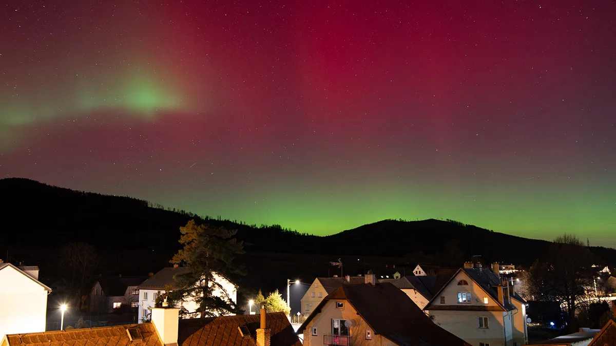 Polární záře - záběr z České Vsi - foto: Roman Janas