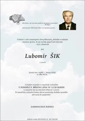 Ve věku 98 let zemřel Lubomír Šik, osobnost Litovel. Nesklonil se před nacisty ani komunisty