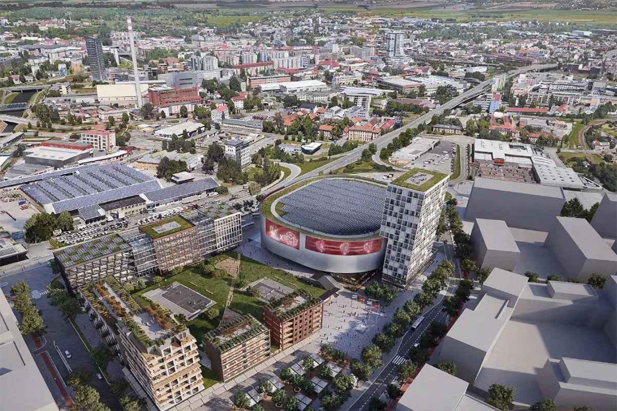 Vizualizace multifunkční haly v projektu Nová Velkomoravská v Olomouci