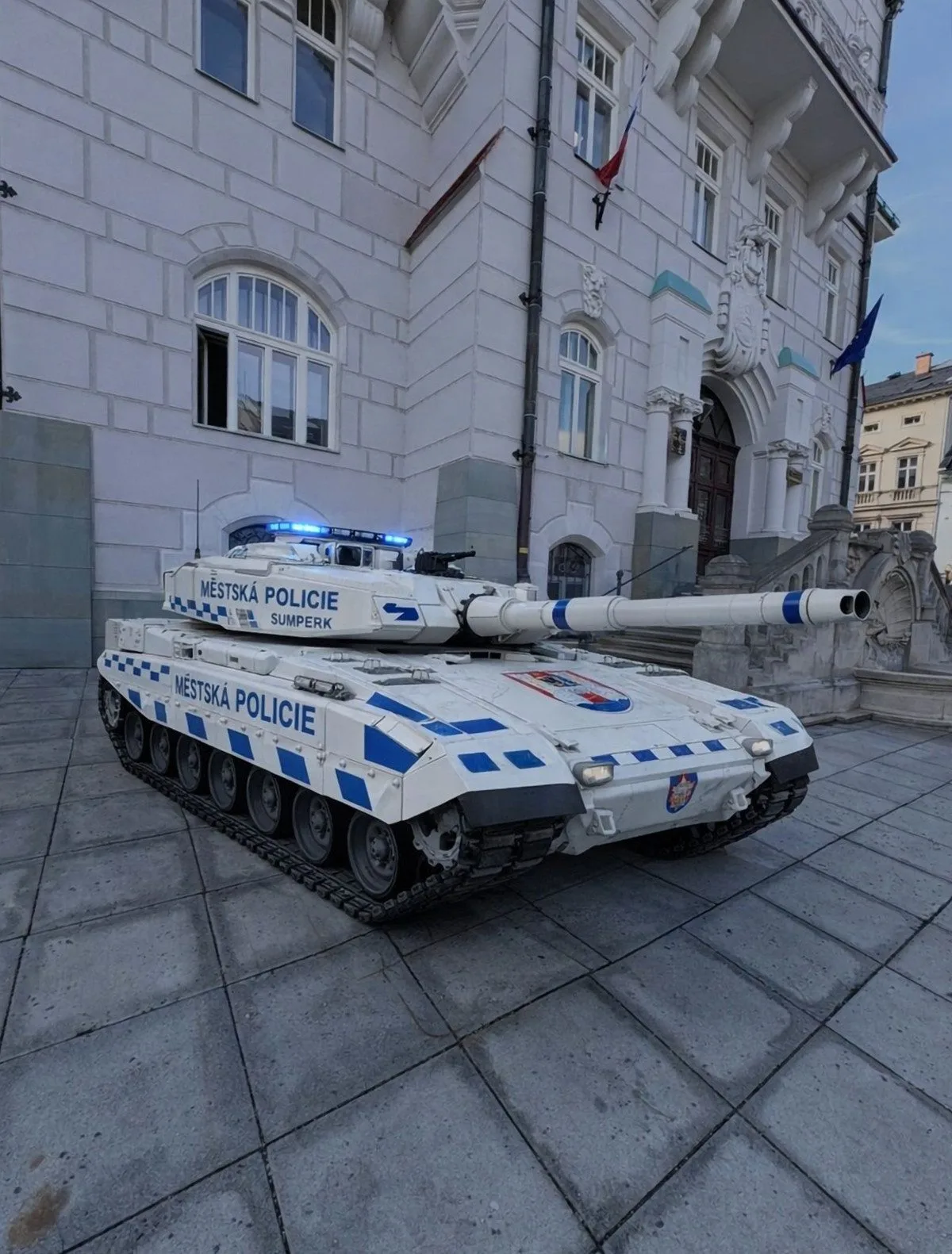 Aprílový tank pro strážníky v Šumperku