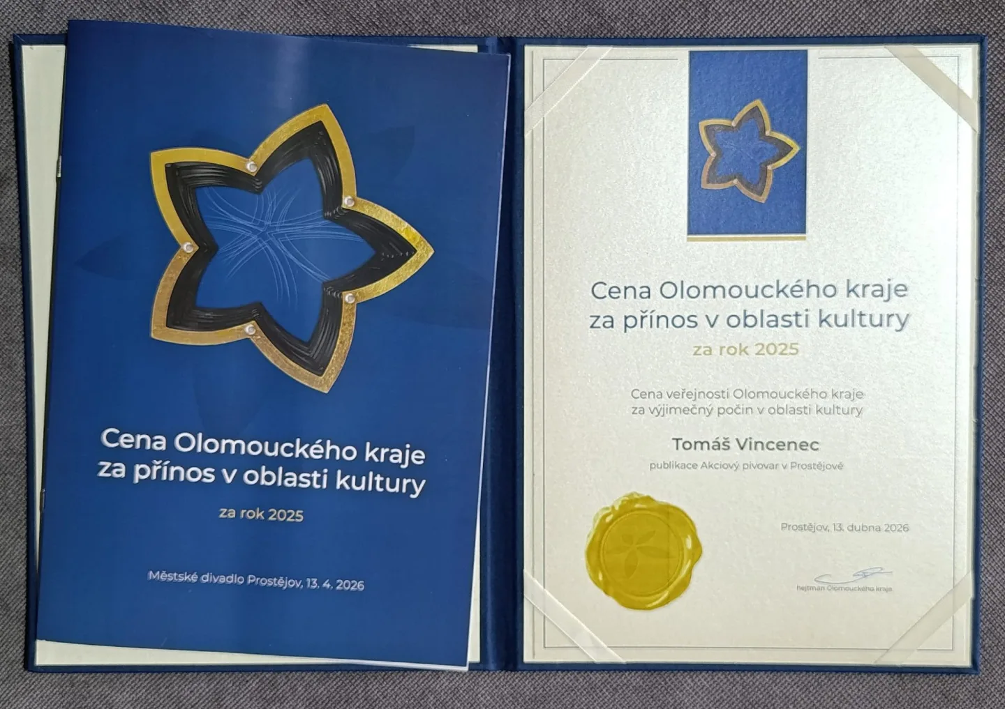 Publikace o historii prostějovského pivovaru získala cenu kraje. Bodovala v hlasování veřejnosti