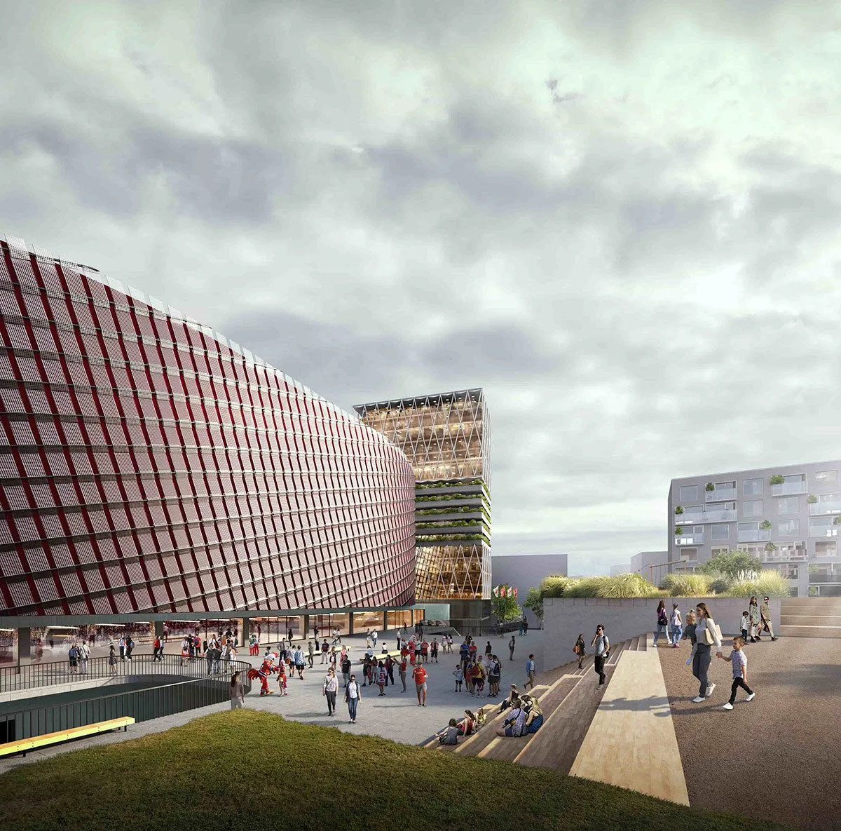 Vizualizace multifunkční haly v projektu Nová Velkomoravská v Olomouci