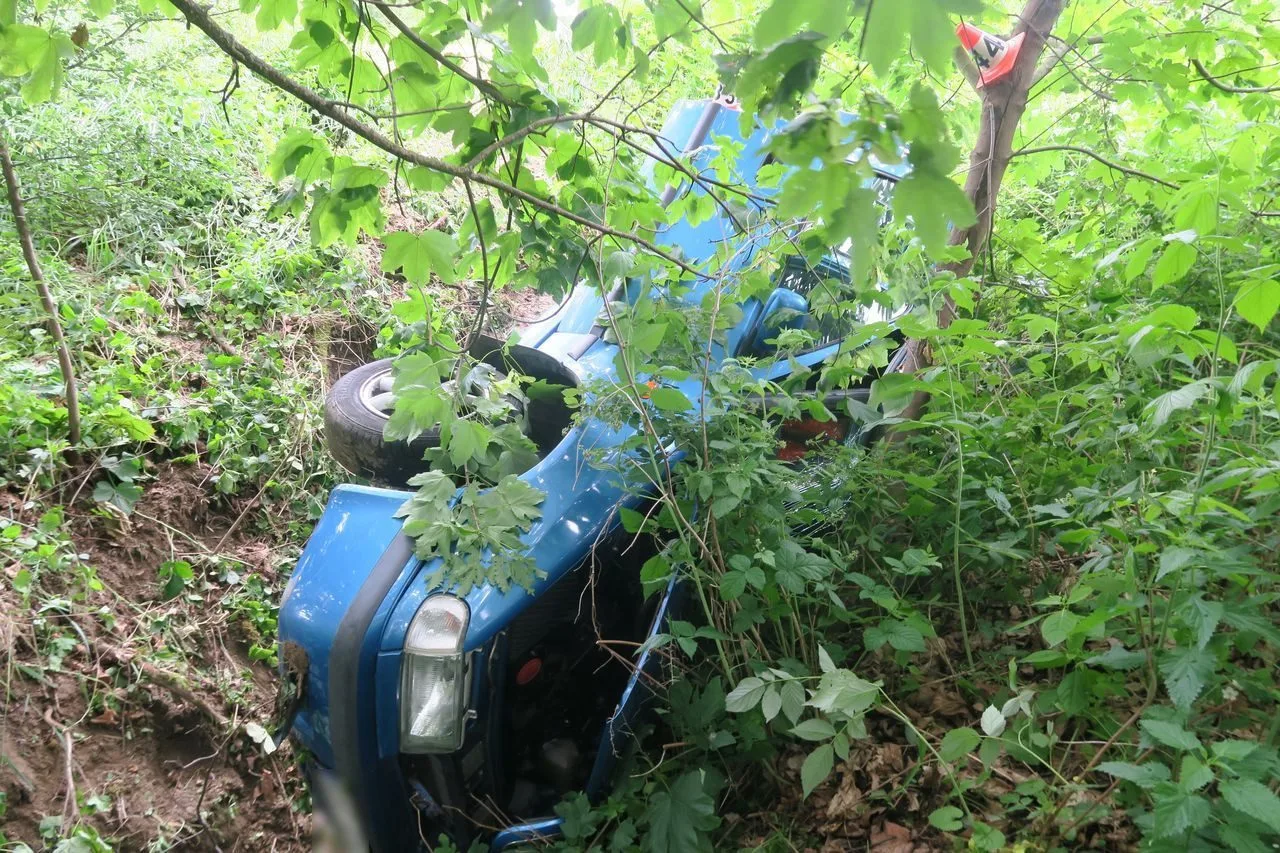 Auto převrácené v příkopu, srna nikde. Osmnáctiletý mladík na Šumpersku vyletěl ze silnice
