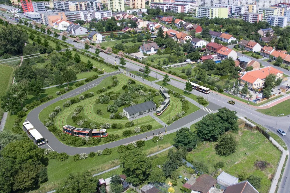 Vizualizace tramvajové smyčky u ulice Jižní v Olomouci