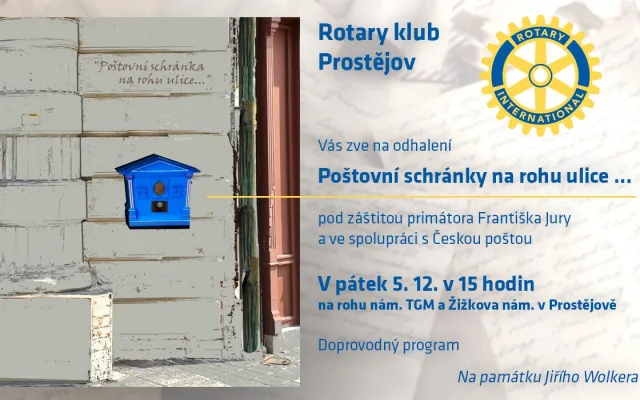 Odhalení poštovní schránky na rohu ulice...