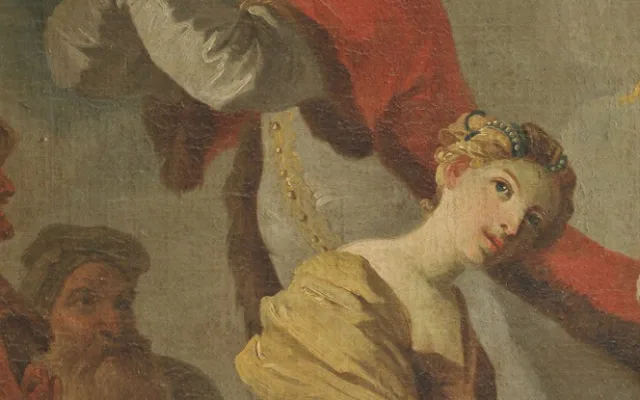Josef Stern - Stětí sv. Barbory, 1766 (detail), Ivančice, kostel Nanebevzetí Panny Marie