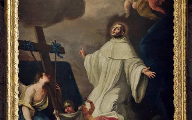 Sv. Bernard z Clairvaux s nástroji Kristova umučení, 1765–1770, Předklášteří u Tišnova, kostel Nanebevzetí Panny Marie, boční oltář sv. Bernarda z Clairvaux