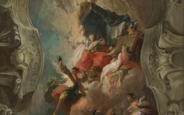 Alegorie Spravedlnosti (modello k nedochované výzdobě tribunální světnice Zemského domu v Brně), 1771, Soukromý majetek v ČR, dlouhodobě zapůjčeno do Moravské galerie v Brně