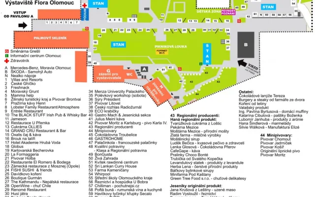 Podívejte se na detailní mapku rozestavění stánků na Garden Food Festivalu