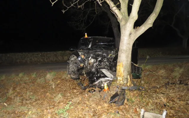 Podnapilý řidič narazil se svým Porsche do stromu. Policistům řekl, že vypil dvě nealko piva