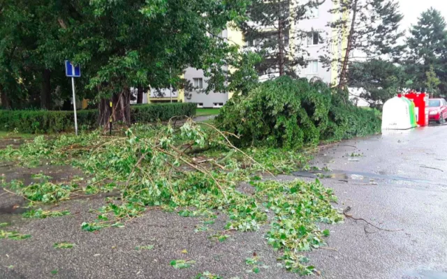 FOTO: Prostějovem se prohnala silná bouřka, stromy padaly i na auta