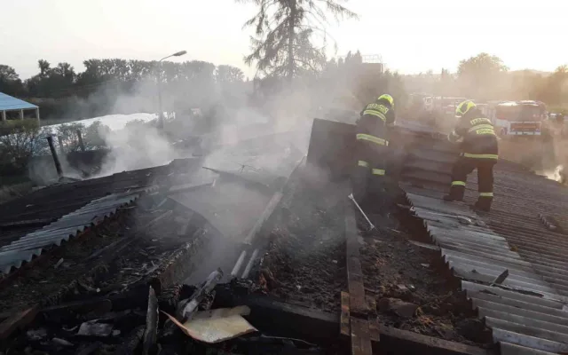 FOTO/VIDEO: Devět jednotek hasičů likvidovalo rozsáhlý požár autodílny