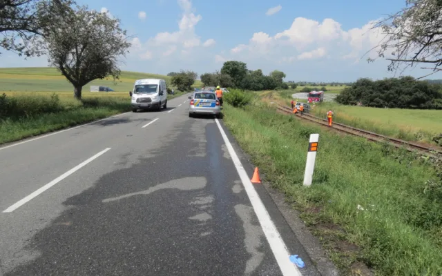 FOTO: Řidičce vběhl do cesty pes. Strhla řízení a skončila na kolejích