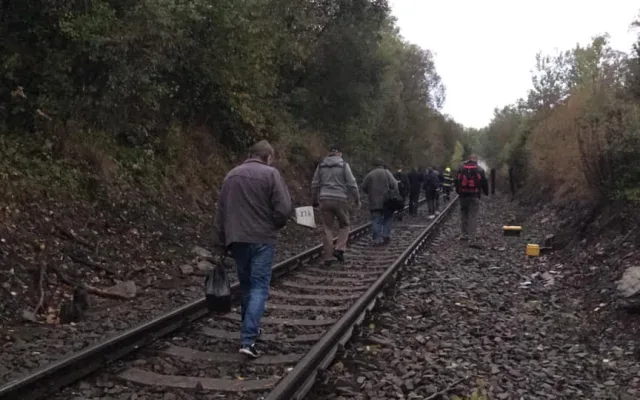 FOTO: Rychlík, ve kterém bylo přes třicet cestujících, narazil do sedmi popadaných stromů