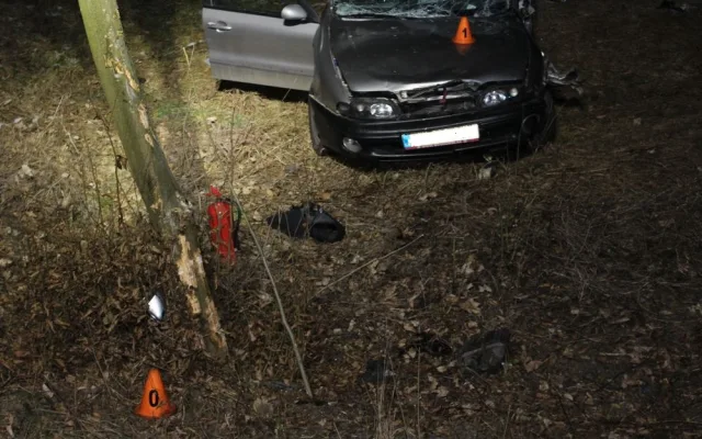 FOTO: Dvaadvacetiletá řidička nezvládla zatáčku, s autem narazila do stromu a skončila v poli