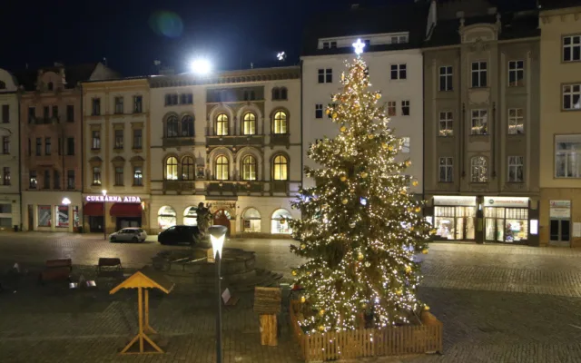 FOTO/VIDEO: Na olomouckém Horním náměstí se rozsvítil vánoční stromeček. Dostal jméno Naděje