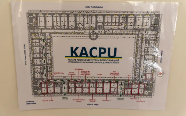 Krajské asistenční centrum pomoci pro Ukrajinu v Olomouci v budově Hanáckých kasáren