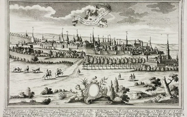 Olomouc od severovýchodu s cestou na Klášter Hradisko - kolem roku 1740