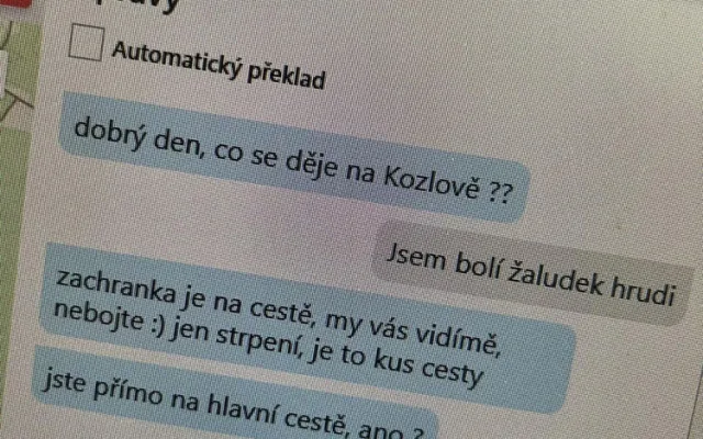 Hluchoněmého cyklistu postihl infarkt myokardu. Díky aplikaci přijeli olomoučtí záchranáři včas