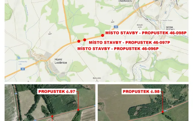 Oprava propustků za Šternberkem zkomplikuje dopravu na hlavní trase na Opavu. Potrvá do konce června