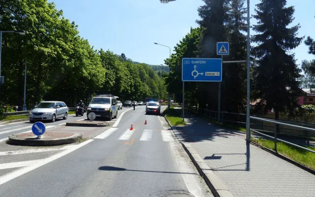 Dopravní nehoda v Bezručově ulici v Jeseníku