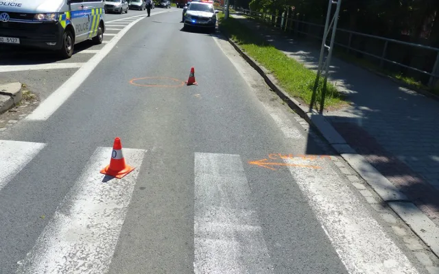Dopravní nehoda v Bezručově ulici v Jeseníku