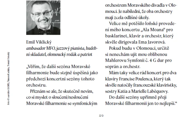 Cenzura v Moravské filharmonii? Z brožury zmizely kritické příspěvky některých ambasadorů
