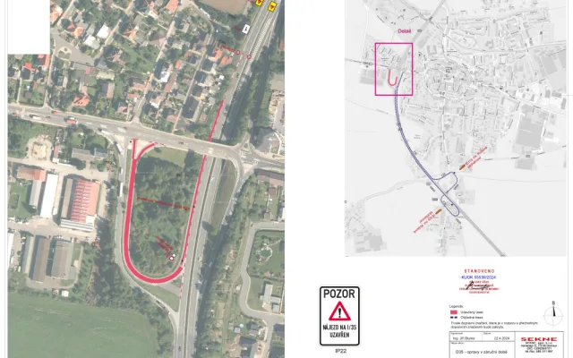 V Mohelnici se na čas zavře klíčová odbočka na dálnici směrem do Čech. Na sjezdech je poškozeý asfalt