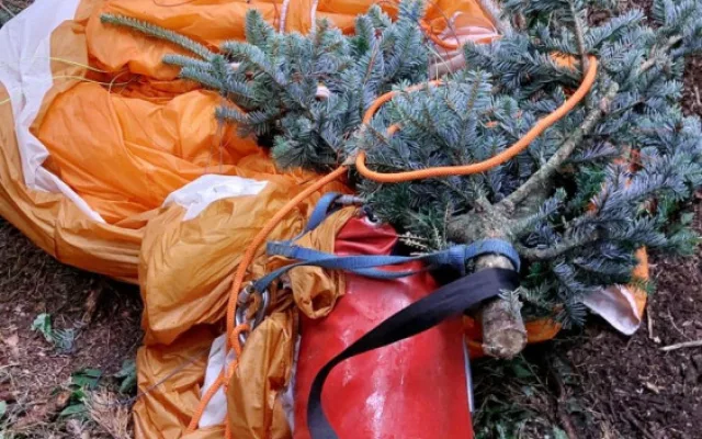 VIDEO: Mladá paraglidistka uvízla na Hranicku v korunách stromů . Z výšky ji zachránili hasiči-lezci