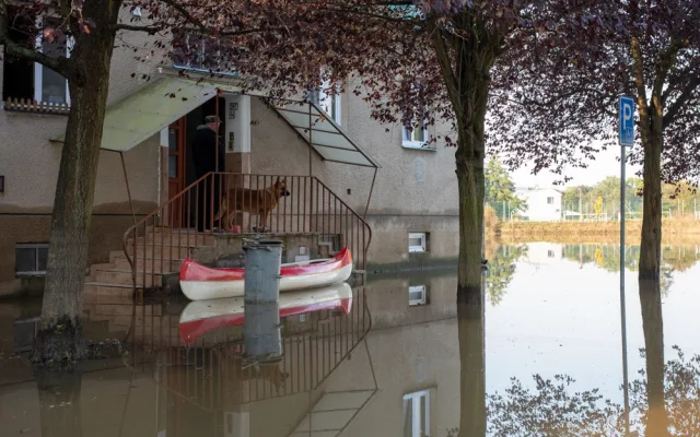 Zatopená část Javoříčské ulice v Litovli