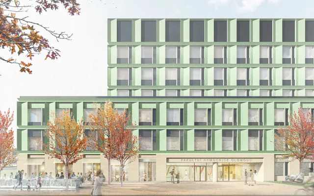 Vizualizace nového superpavilonu B ve Fakultní nemocnici Olomouc