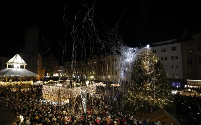 Světelná show zahájila olomoucké Vánoce. Na Hané září sekvojovec jménem Floriánek