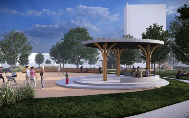 Hudební altán a kavárna se zelenou střechou. Zanedbaný park v Přerově čeká revitalizace